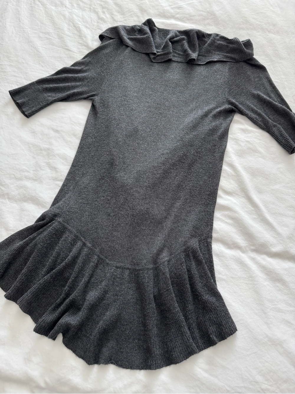 Express Dark Gray Ruffle Open-Front Cardigan - Picture 13 of 13